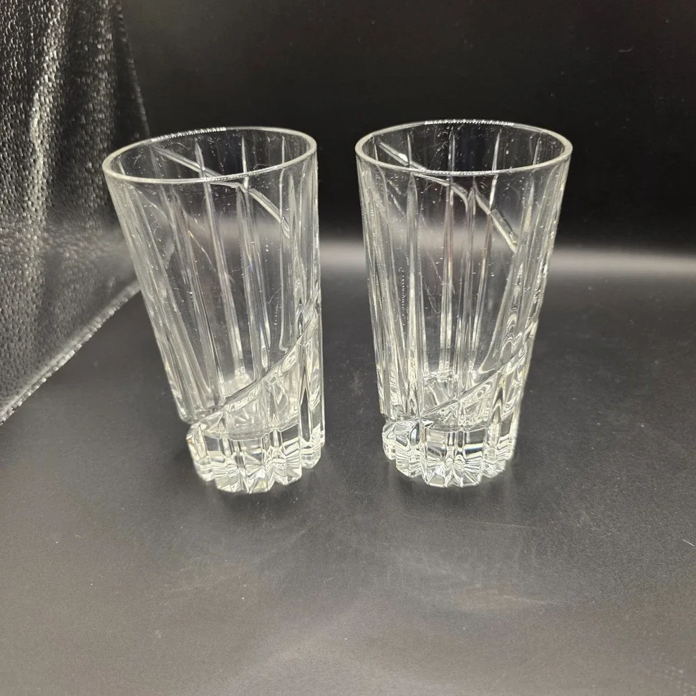 Retired Mikasa Crystal Northern Lights Highball Glasses Set Of‎ 2 Cut Glass 5.5